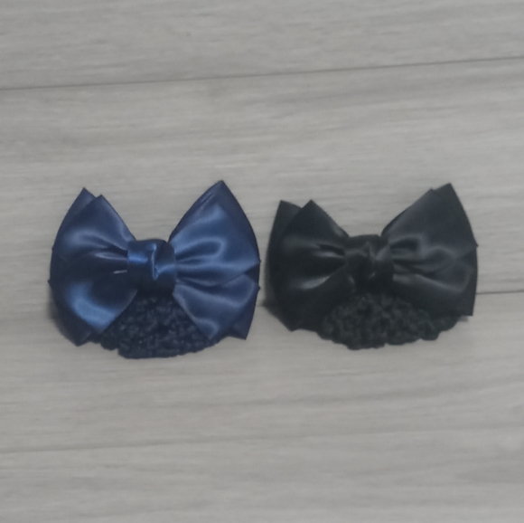 Hairnet Bow Barrettes - New/NWT - Blue/Black - Picture 1 of 8